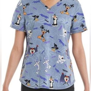 ScrubStar Looney Tunes Fright Time Women’s V-Neck Print Scrub Top XXL
